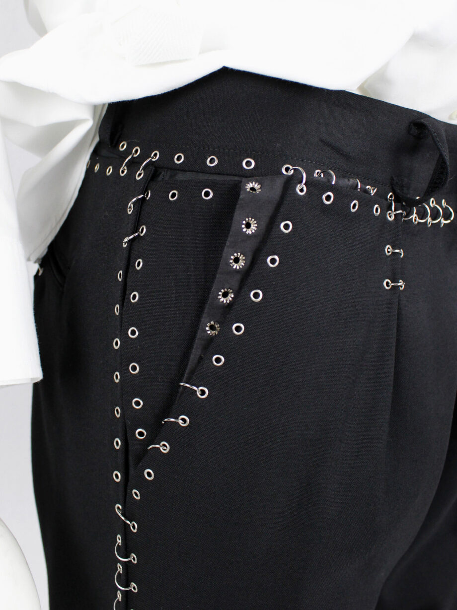 vintage Noir Kei Ninomiya black cropped trousers with silver grommets and rings spring 2014 (13)