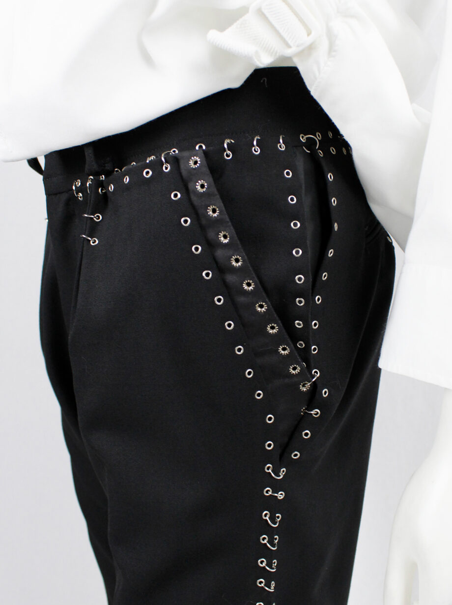 vintage Noir Kei Ninomiya black cropped trousers with silver grommets and rings spring 2014 (16)