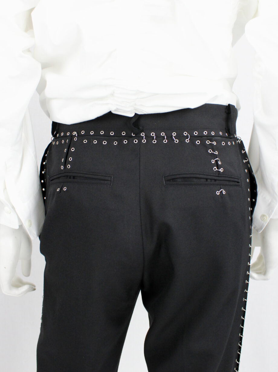 vintage Noir Kei Ninomiya black cropped trousers with silver grommets and rings spring 2014 (3)