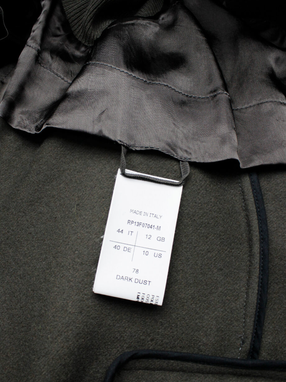 vintage Rick Owens green minimalist blazer with geometric lapels and extra long sleeves (1)