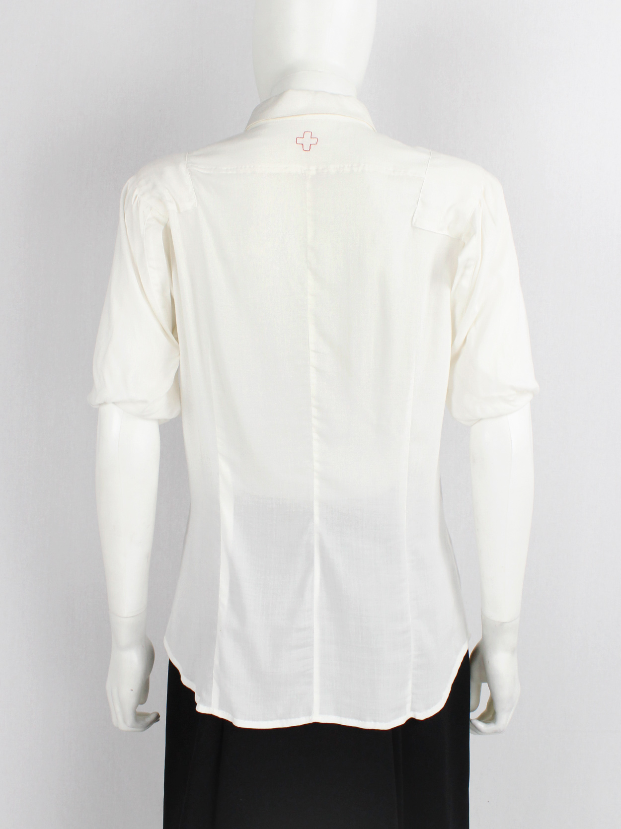 A.F. Vandevorst off-white shirt with folded sleeves and cuffs as ...