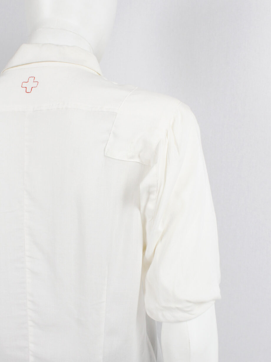vintage Vandevorst off-white shirt with folded sleeves and cuffs as shoulder pads spring 1999 (2)
