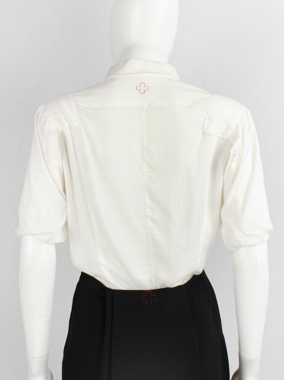 vintage Vandevorst off-white shirt with folded sleeves and cuffs as shoulder pads spring 1999 (7)