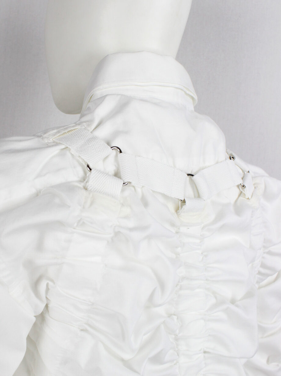 vintahe Junya Watanabe white double layered shirt with parachute harness and ruching spring 2003 (10)