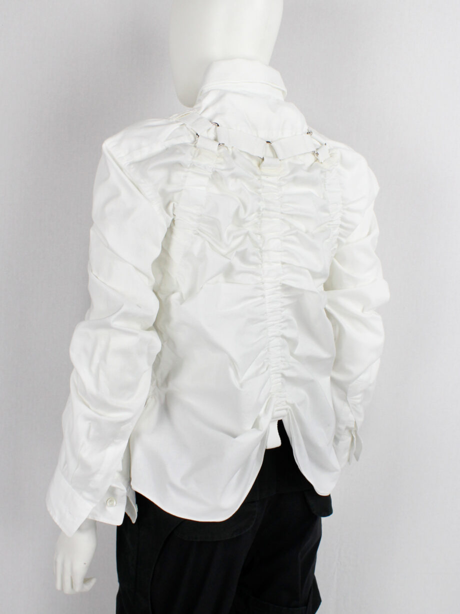 vintahe Junya Watanabe white double layered shirt with parachute harness and ruching spring 2003 (11)