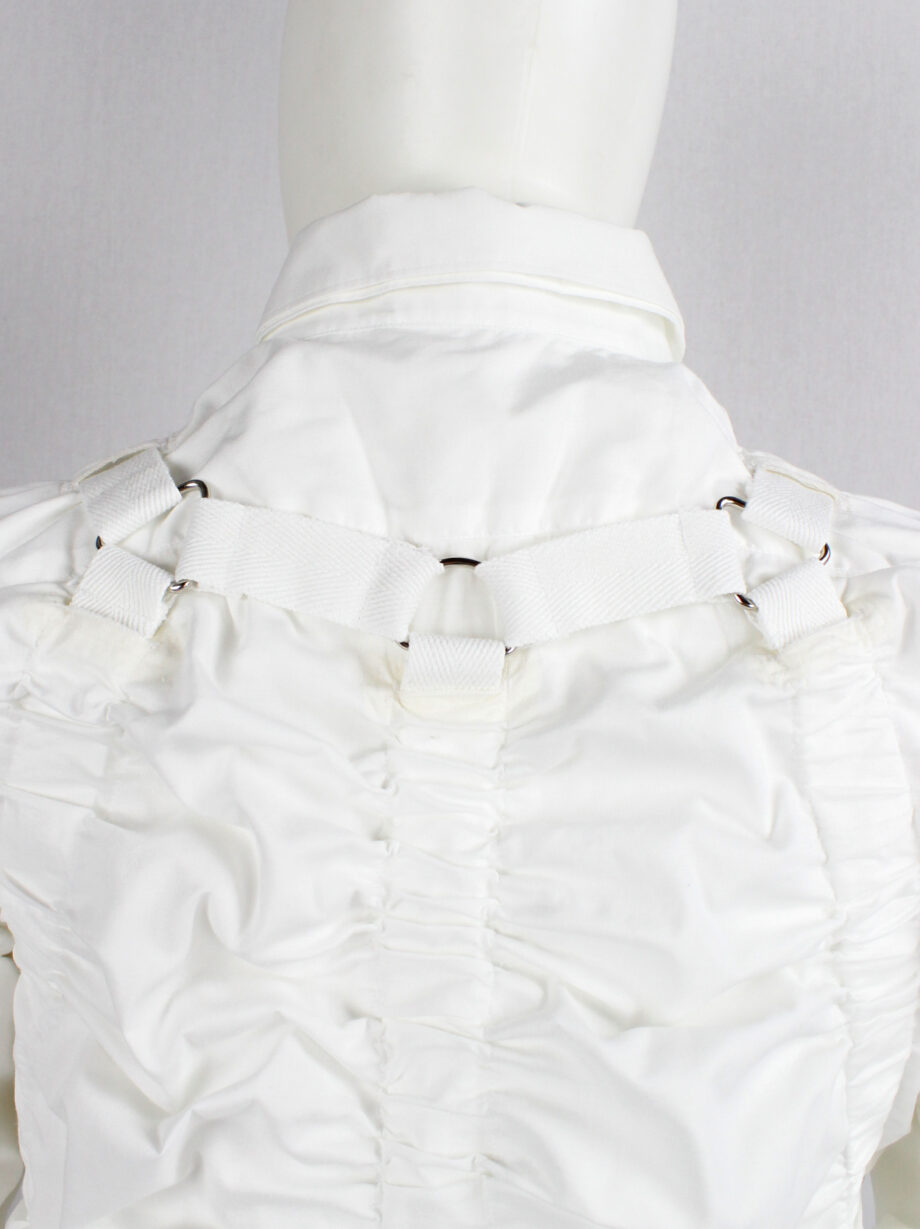 vintahe Junya Watanabe white double layered shirt with parachute harness and ruching spring 2003 (5)