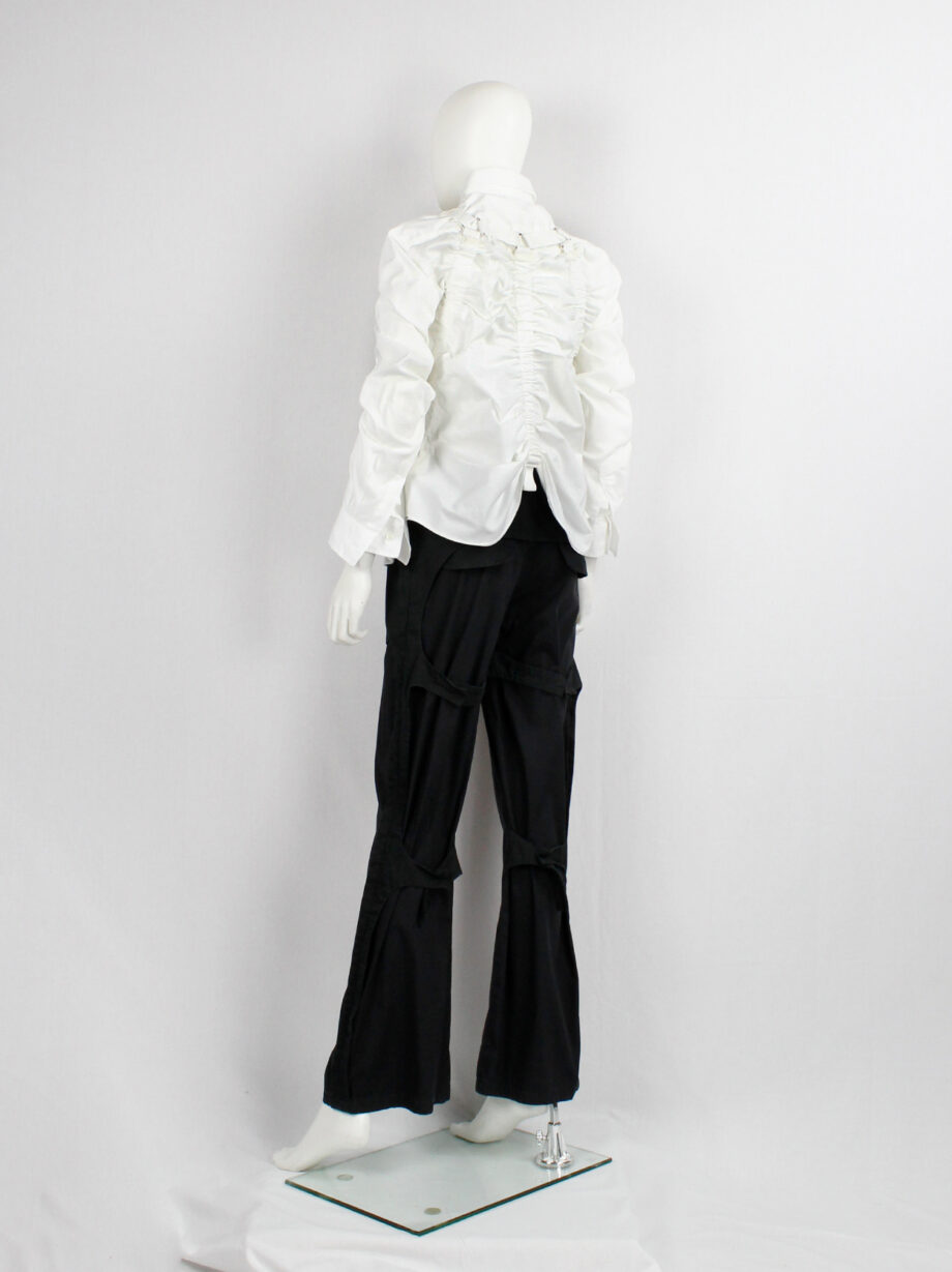 vintahe Junya Watanabe white double layered shirt with parachute harness and ruching spring 2003 (9)