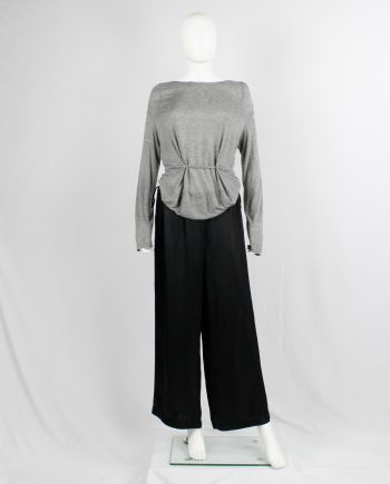 vintage Maison Martin Margiela 6 black wide trousers with velvet waist and hanger loops spring 1999