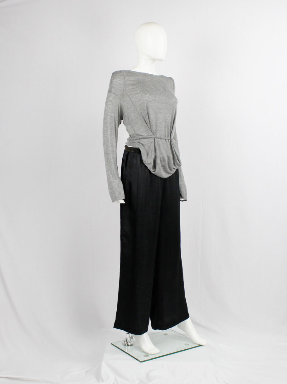 Maison Martin Margiela 6 black wide trousers with velvet waist and hanger loops spring 1999 (5)