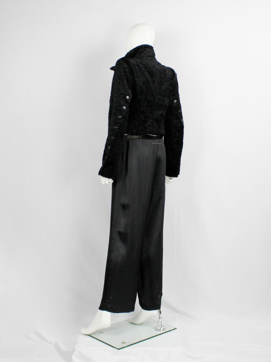 vintage Ann Demeulemeester black faux shearling jacket with buttons along the sleeves fall 2010 (6)