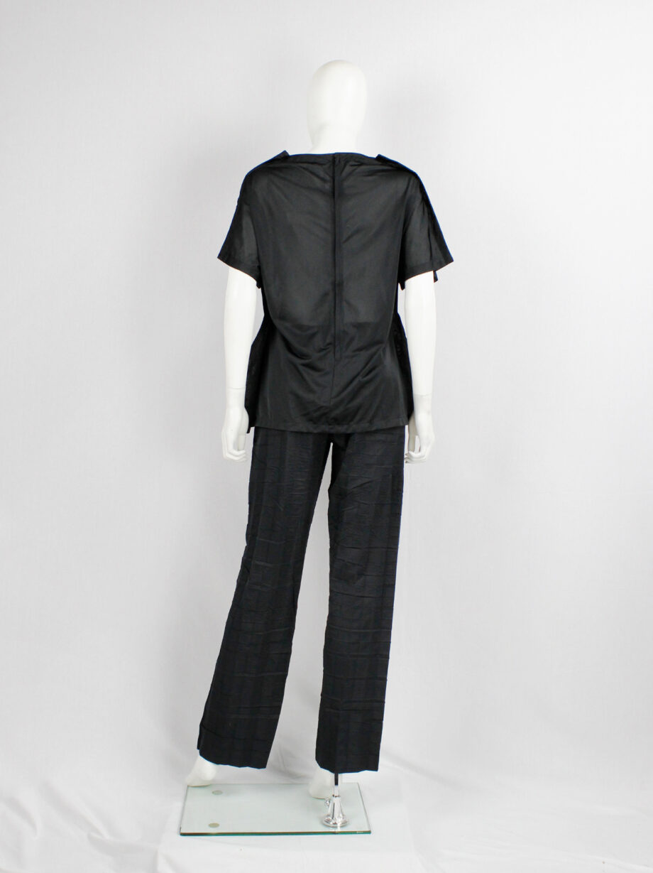 vintage Issey Miyake black straight trousers with pressed waffle texture (1)