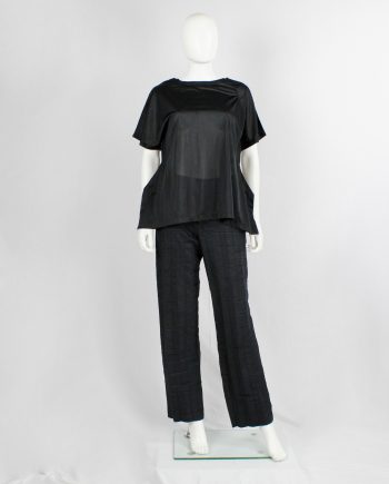 vintage Issey Miyake black straight trousers with pressed waffle texture