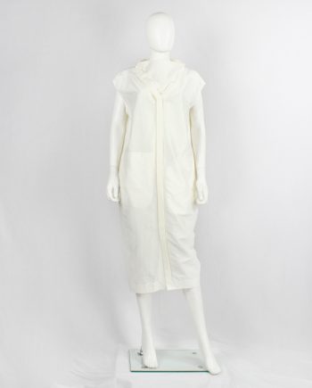 vintage Rick Owens NASKA off-white cotton dress with geometric cowl neck spring 2012