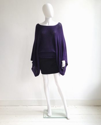 Ann Demeulemeester purple batwing jumper | Alexander Wang black miniskirt | shop at vaniitas.com