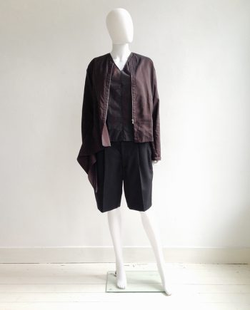 vintage Dries Van Noten purple bomber jacket | Ann Demeulemeester aggplant top | Comme Des Garcons oversized white shorts | shop at vaniitas.com