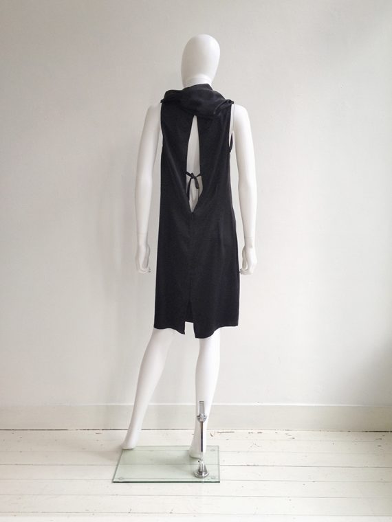 second hand Ann Demeulemeester black cowl neck dress with open back