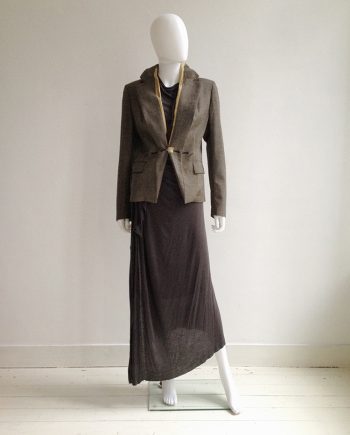 vintage Maison Martin Margiela tweed blazer with exposed lining - fall 2003 | Rick Owens brown maxi dress - fall 2008 | shop at vaniitas.com