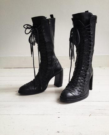 Ann Demeulemeester black triple lace boots - fall 2008 | shop at vaniitas.com