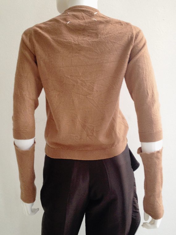 vintage Maison Martin Margiela permanently creased orange cardigan with separate detached sleeves — fall 1990
