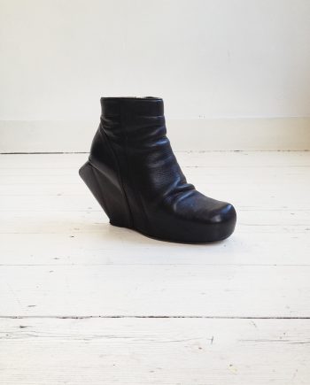 second hand Rick Owens black turbo boots with peak wedge