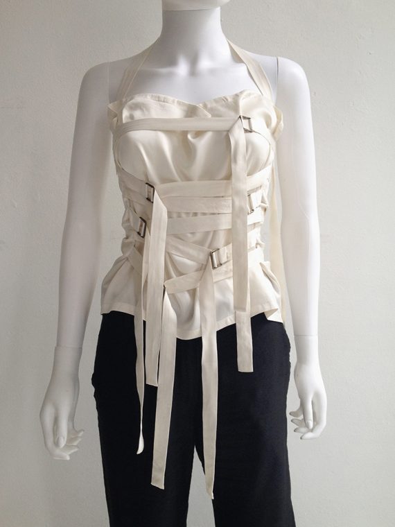 vintage Ann Demeulemeester white bondage strap top — spring 2003
