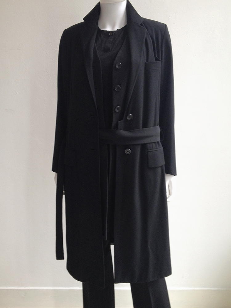 Dries Van Noten black long belted coat - V A N II T A S