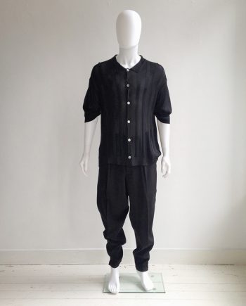 vintage Yohji Yamamoto pour Homme black striped knit polo