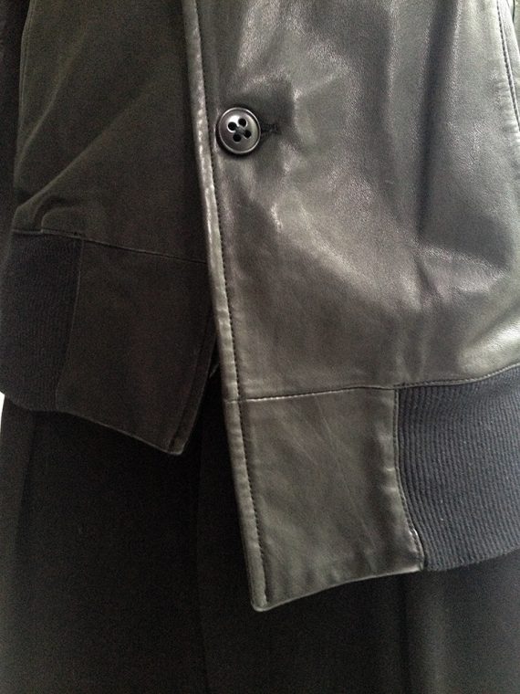 Ann Demeulemeester mens black asymmetric leather jacket – spring 2007 runway -3075