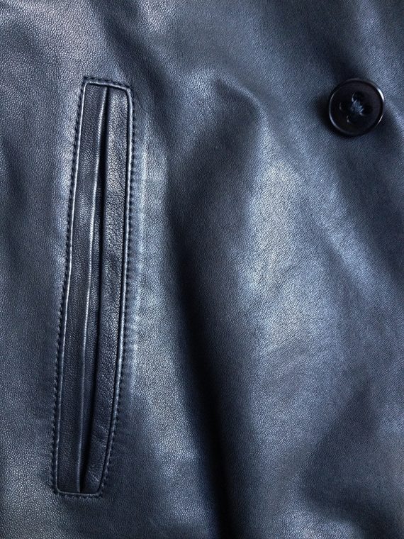 Ann Demeulemeester mens black asymmetric leather jacket – spring 2007 runway -3371