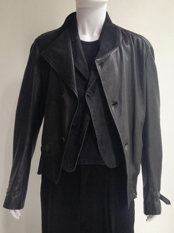 Ann Demeulemeester mens black asymmetric leather jacket – spring 2007 runway | shop at vaniitas.com