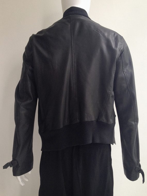 Ann Demeulemeester mens black asymmetric leather jacket – spring 2007 runway -top3