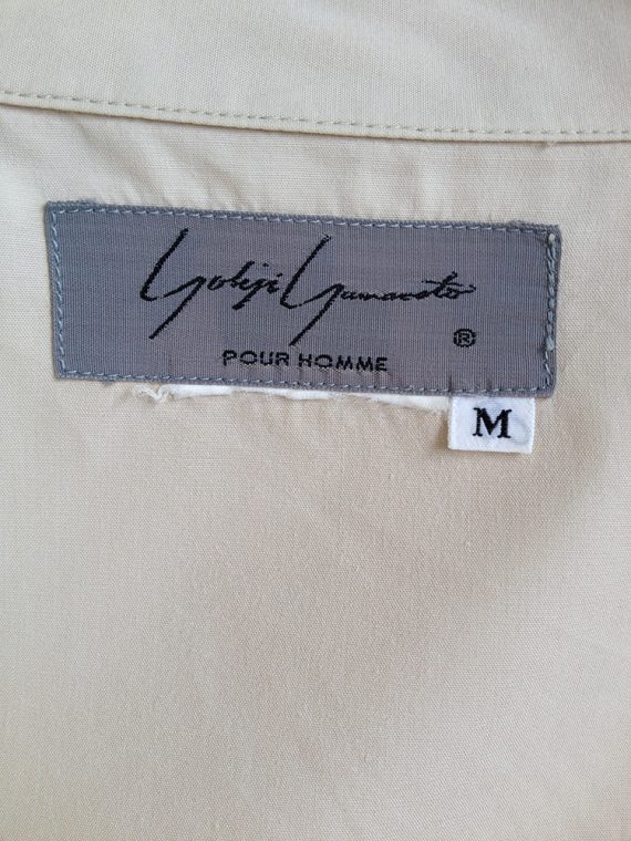 Yohji Yamamoto pour homme beige mens jacket with dropped shoulders – 80s archive -2895