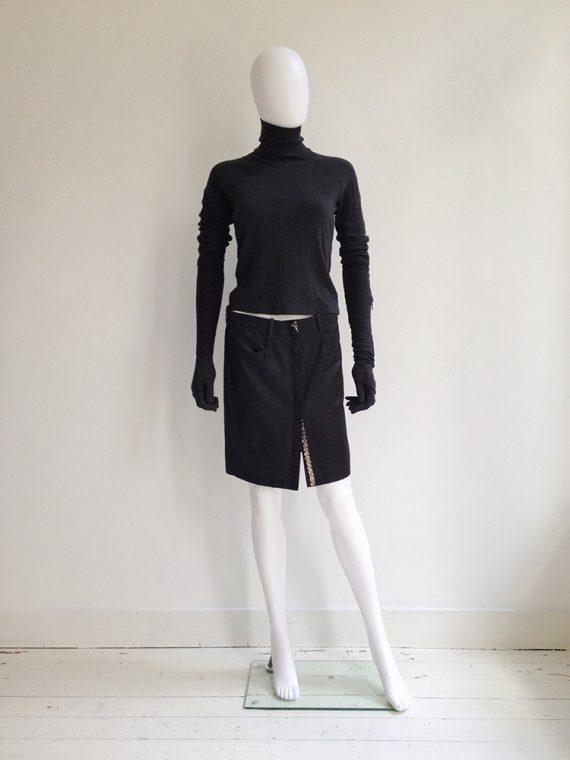 Ann Demeulemeester black press button mini skirt — spring 2001 | shop at vaniitas.com