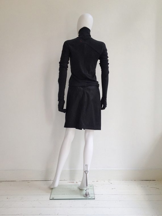 Ann Demeulemeester black mini skirt with press buttons model2
