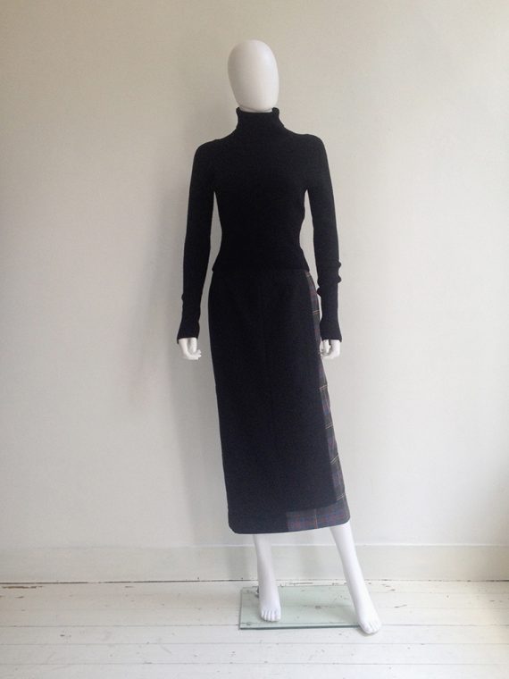Comme des Garcons black tartan deconstructed maxi skirt 1997 archive model1
