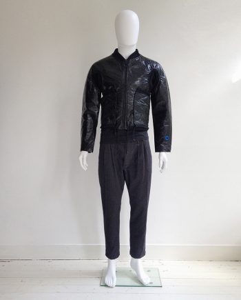 Walter Van Beirendonck W&LT black plastic bomber jacket — spring 1997