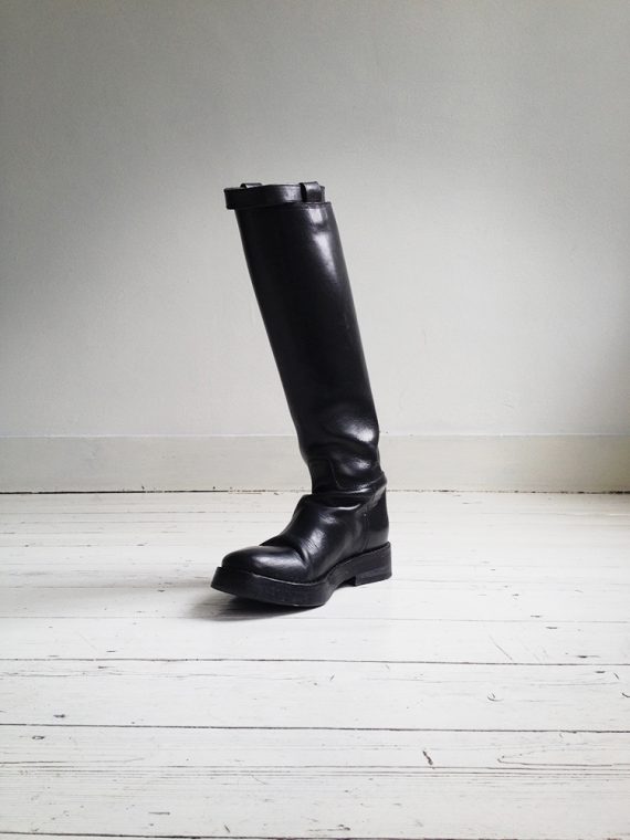 ann demeulemeester black leather vitello lucido tall riding boots – fall 2013 – 4156 copy
