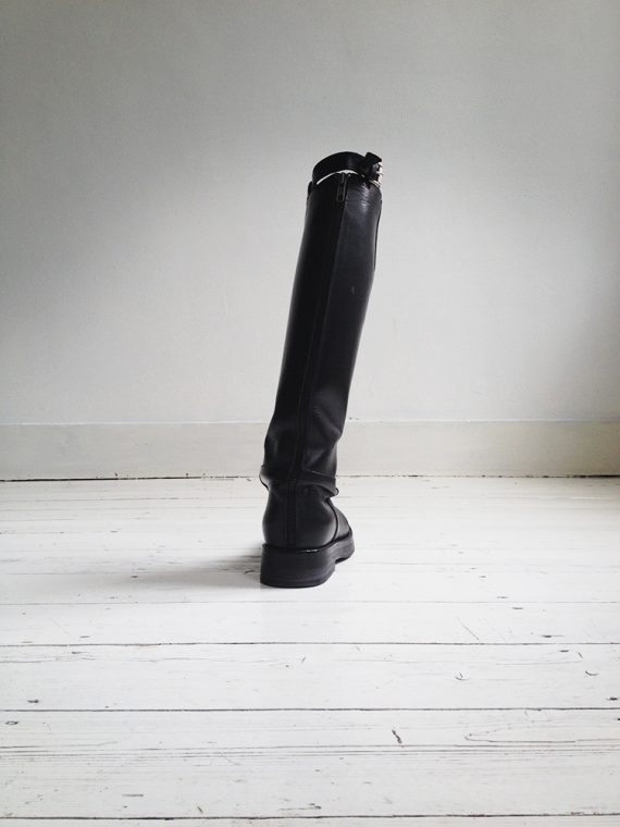 ann demeulemeester black leather vitello lucido tall riding boots – fall 2013 – 4163 copy