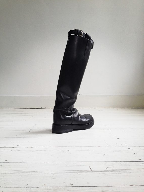 ann demeulemeester black leather vitello lucido tall riding boots – fall 2013 – 4165 copy