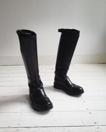 Ann Demeulemeester black Vitello riding boots — fall 2013