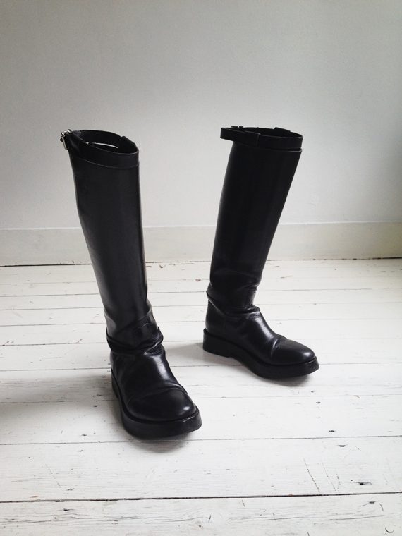 Ann Demeulemeester black Vitello riding boots — fall 2013 | shop at vaniitas.com
