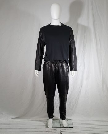 Maison Martin Margiela artisanal black top with leather sleeves — 2004