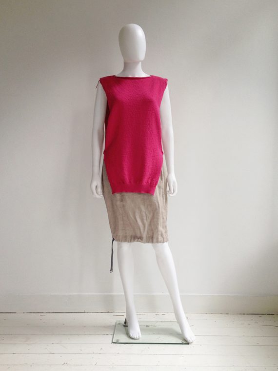 Maison Martin Margiela hot pink knit jumper with loose threads by miss deanna fall 1999 model1