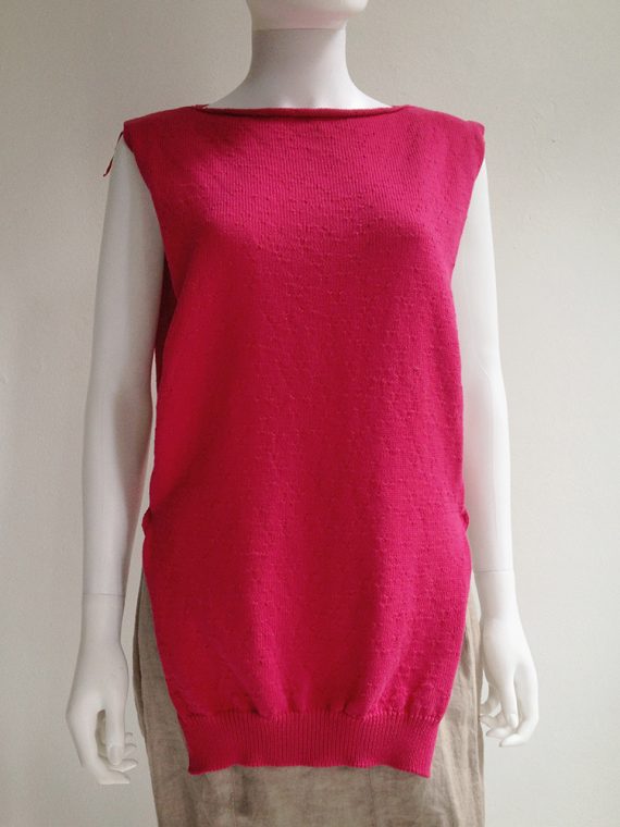 Maison Martin Margiela hot pink knit jumper with loose threads by miss deanna fall 1999 top1