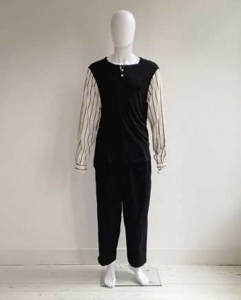 Ann Demeulemeester black top with striped sleeves
