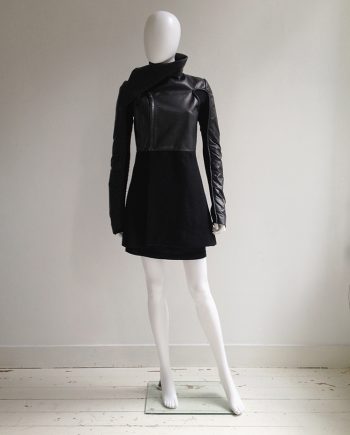 Rick Owens GLEAM black leather jacket with winged neck — fall 2010