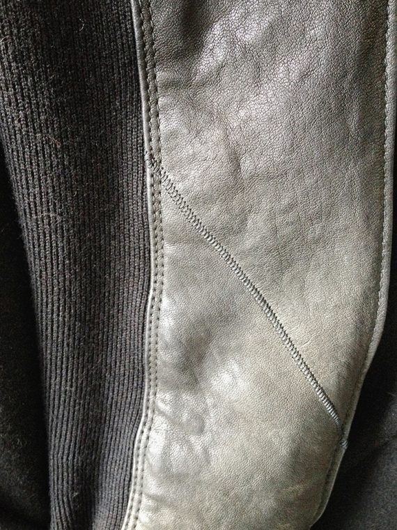 vintage Rick Owens black minimalist coat with leather sleeves — 2011