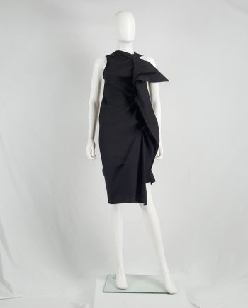 Uma Wang black dress with sculptural front drape — spring 2013
