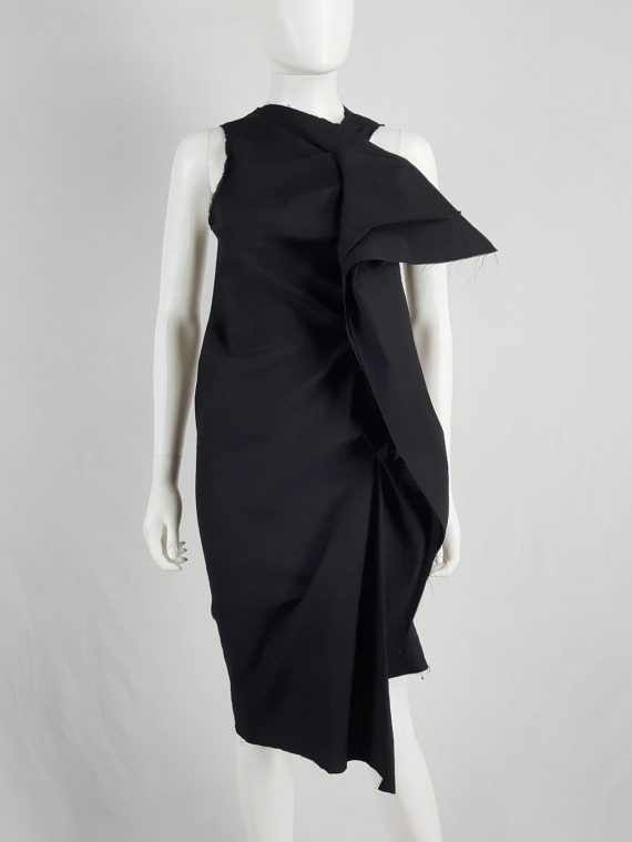 Vaniitas Uma Wang black dress with sculptural front drape spring 2013 145337
