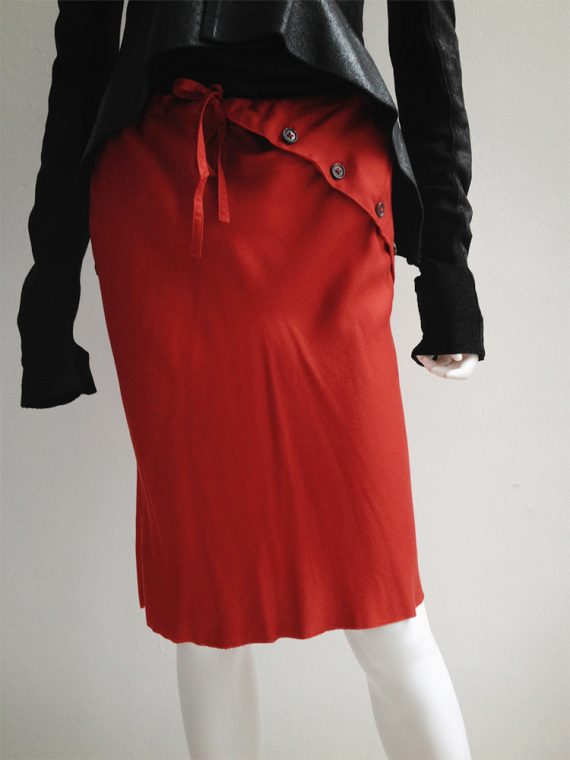 Ann Demeulemeester red asymmetrical button skirt